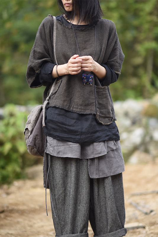 Fall New Retro Linen Washed Raw Edge Short Outerwear