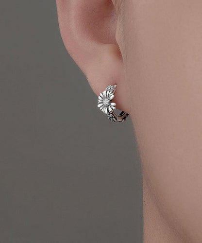 Silk Copper Little Daisy Hoop Earrings