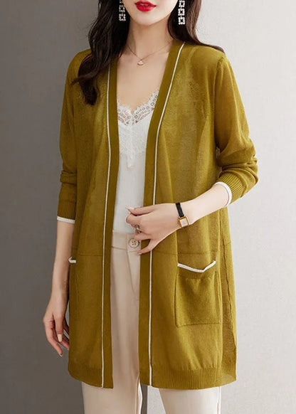 Matcha Colour V Neck Ice Size Knit Cardigans Long Sleeve