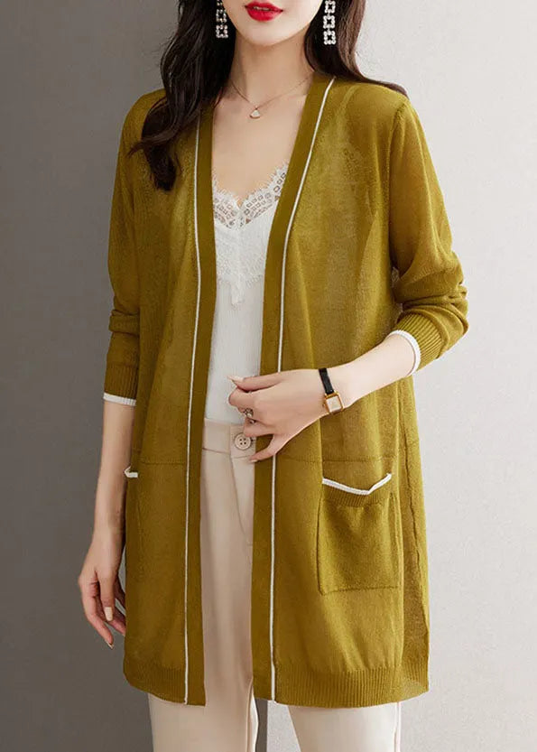 Matcha Colour V Neck Ice Size Knit Cardigans Long Sleeve