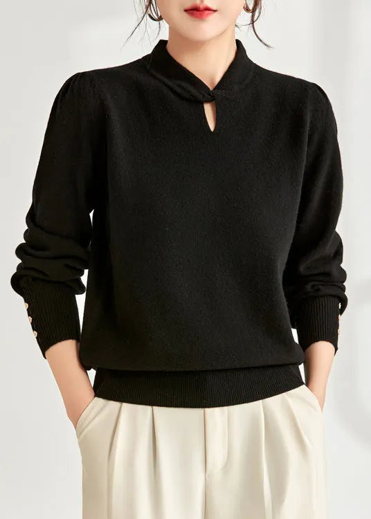 Beige Loose Wool Knit Sweater Hollow Out Spring