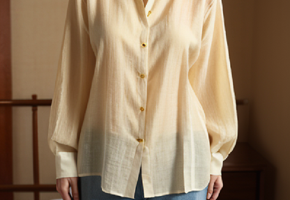 Summer Yellow Breathable Loose Linen Shirt