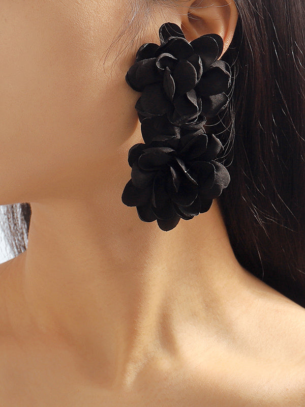 Three-dimensional Flower Drop Earrings