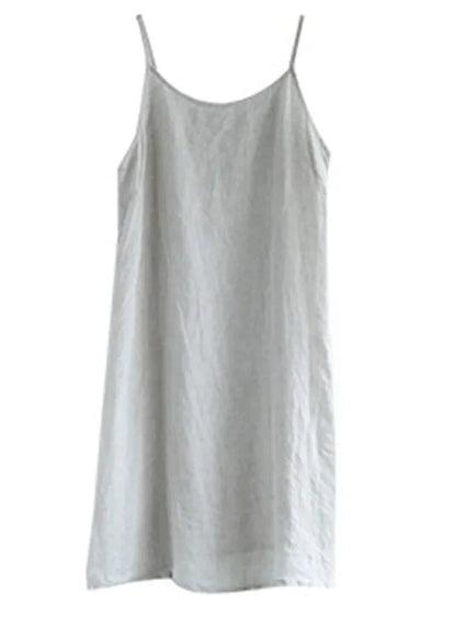 Linen Colour Spaghetti Strap Dress Sleeveless