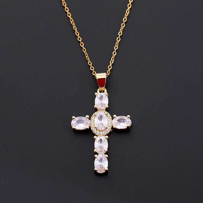 Colorful Gemstones Cross Necklaces