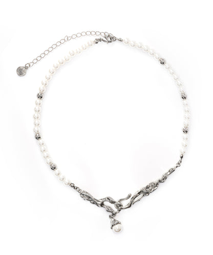 Fine Pearl Connect Tungsten Steel Pendant Choker