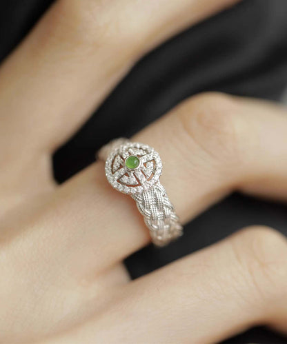 Silk Sterling Silver Jade Hand Woven Lace Rings