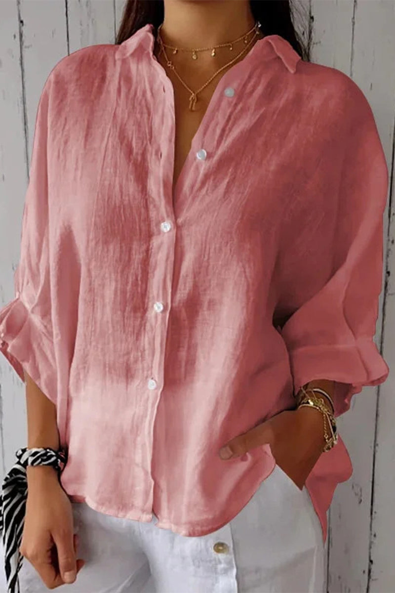 Frenulum Buttons Slit Turndown Collar Tops