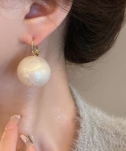 White Alloy Pearl Drop Earrings