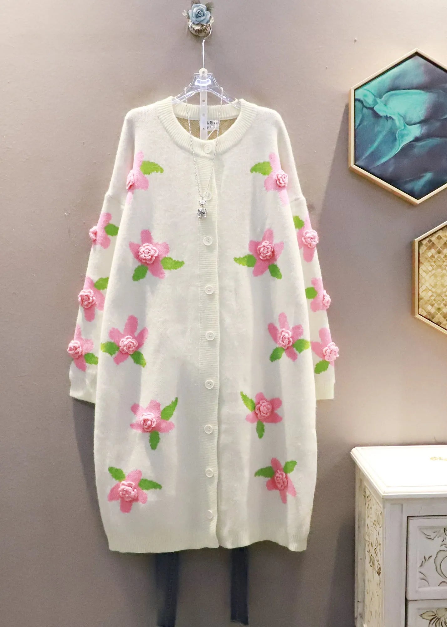 Italian Black O-neck Warm Knit Loose Cardigan Spring