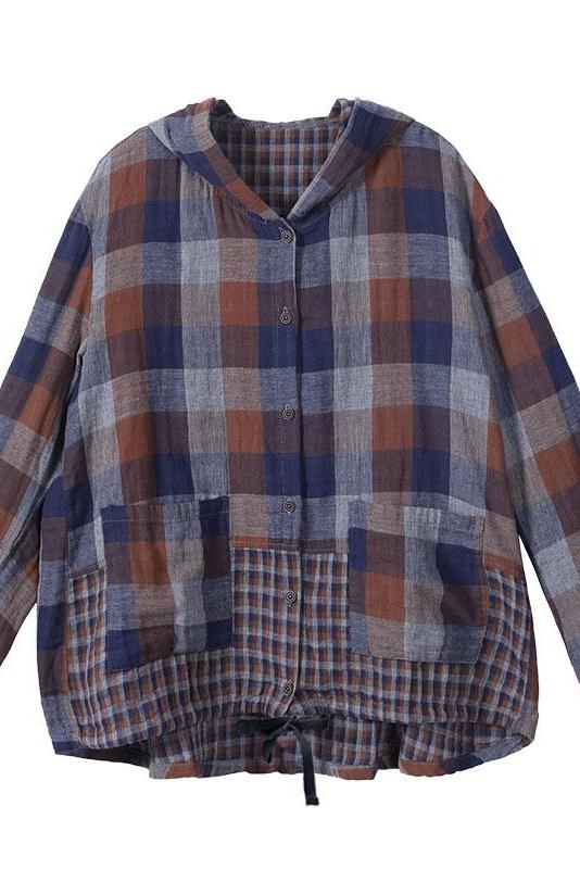 Limited Stock- Loose Stitching Drawstring Hooded Blouse