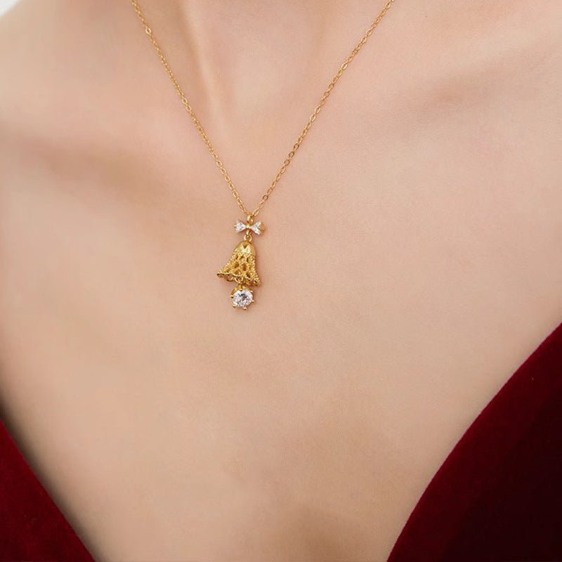 Festive Bell Clear Bow Necklace