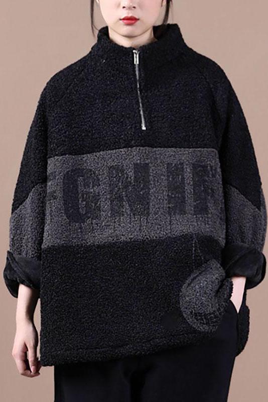 Winter Color Stitching Zipper Sweatshirt