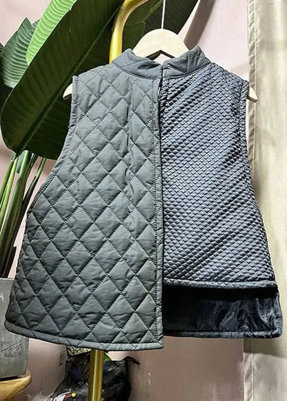 Red Asymmetrical Chinese Button Cotton Blended Waistcoat Sleeveless