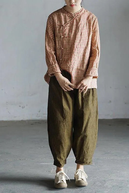 Limited Stock- Retro Plaid 100% Linen Shirt