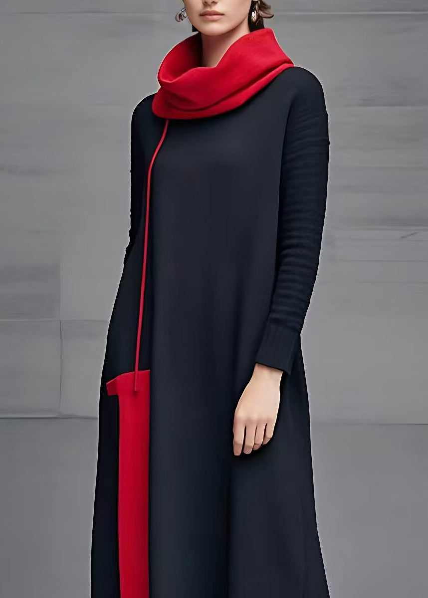 Black Turtleneck Long Dresses Long Sleeve