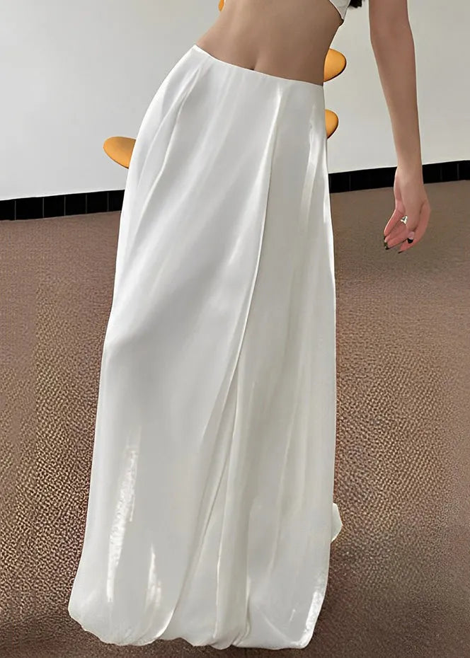 White High Waist Silk Skirts Summer