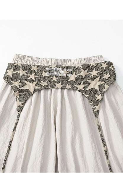 Apricot Oversized Wrinkled Spandex Wide Leg Pants Spring