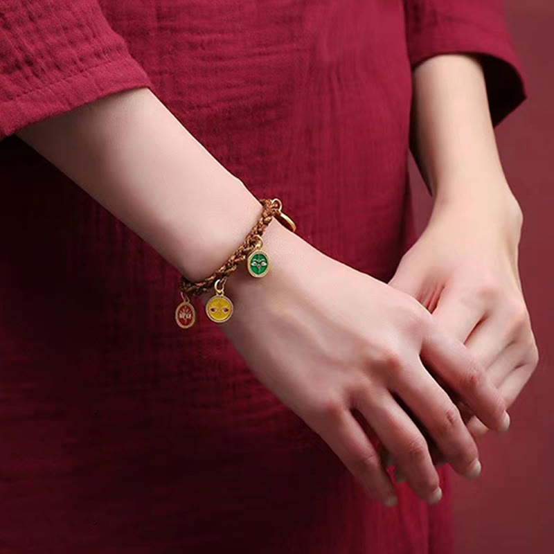 Five Gods of Wealth Spiritual String Bracelet 14k Gold