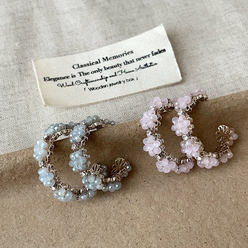 Floret Hoop Earrings in Blue
