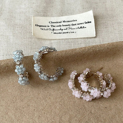 Floret Hoop Earrings in Blue