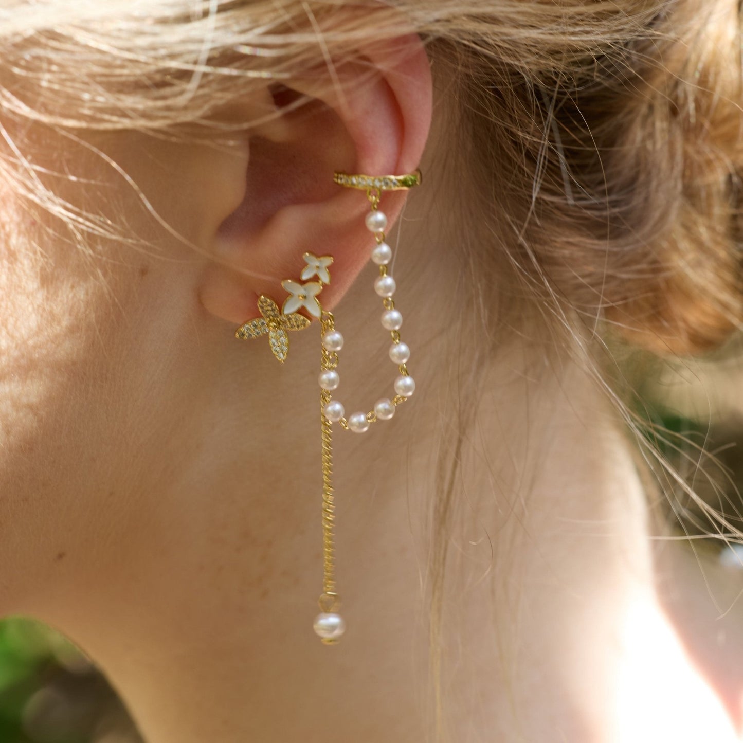 Daniella Flower Earrings Ear Cuffs