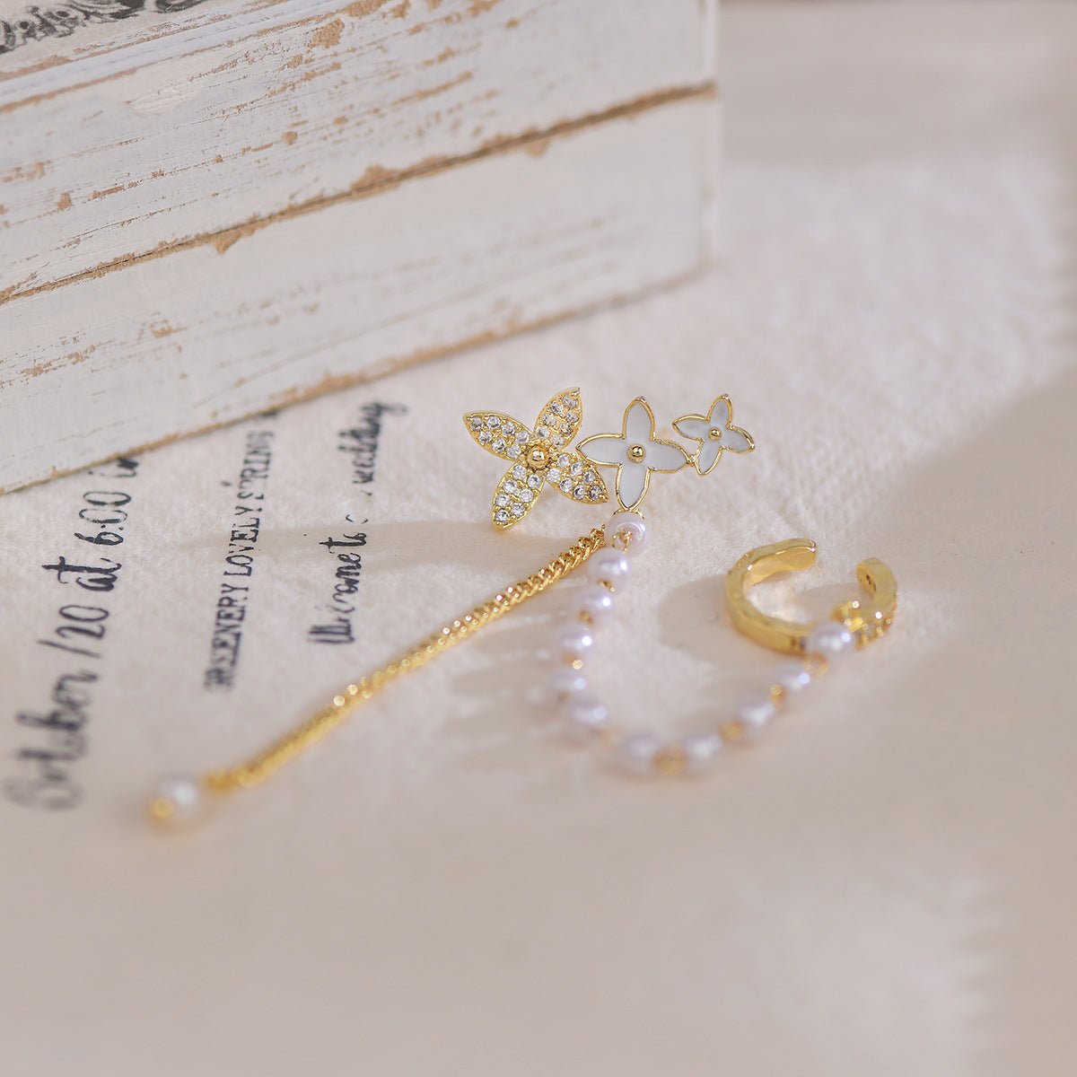 Daniella Flower Earrings Ear Cuffs