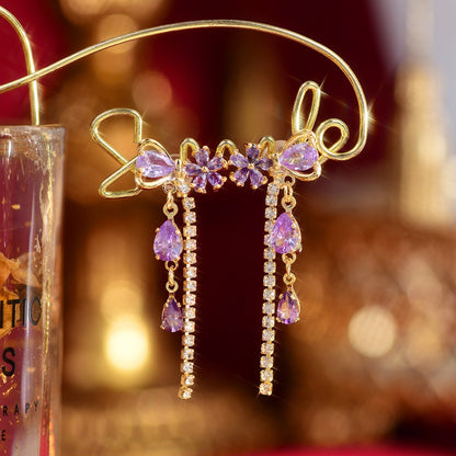 Vivienne Purple Flower Ribbon Earrings