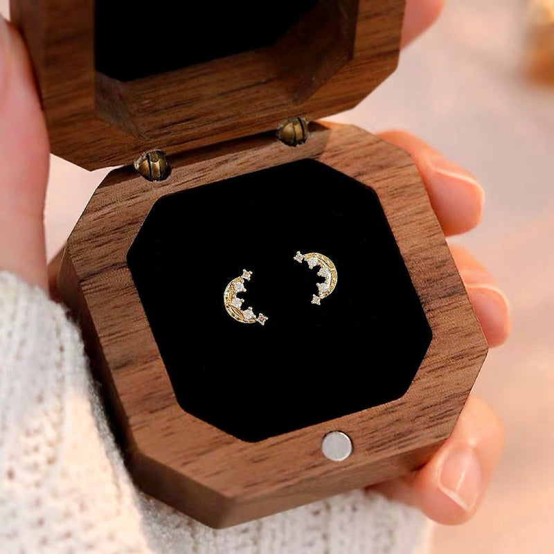 Gilded Moon Stud Earrings