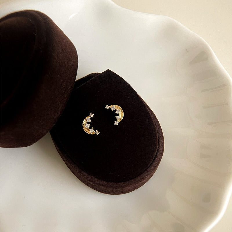 Gilded Moon Stud Earrings