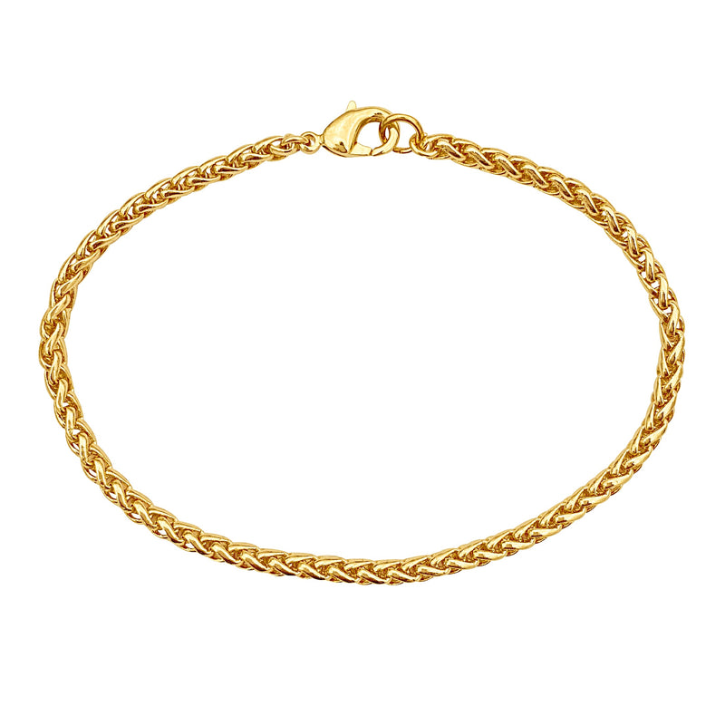 Gold 3.2mm Thick Ponytail/foxtail/wheat Weave Chain Bracelet