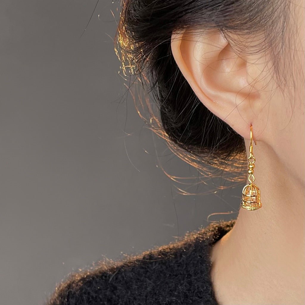Golden Birdcage Earrings