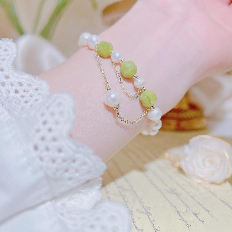 Grape Jade and Pearl Bracelet