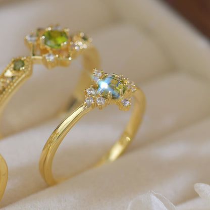 Peridot Baroque Ring Set