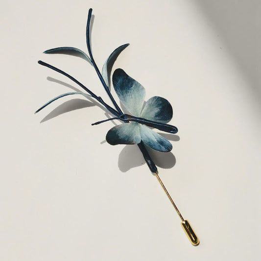 Handmade Mulberry Silk Velvet Flower Butterfly Brooch Hairpin