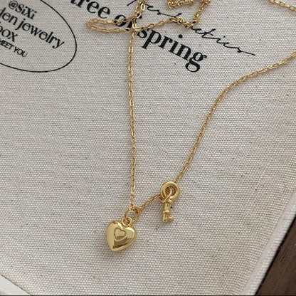 Heart Lock Necklace in Gold