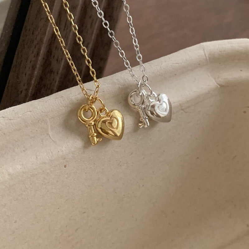 Heart Lock Necklace in Silver