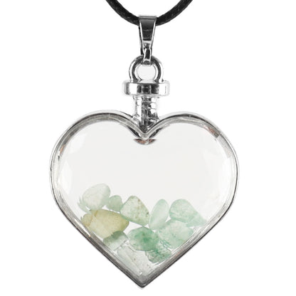 Heart Shaped Crystal Pendant in Amethyst, Fluorite, Tiger's Eye, or Clear Quartz