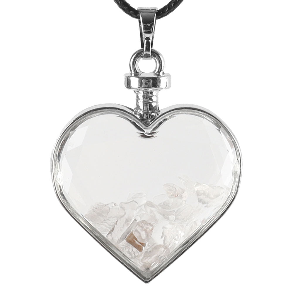 Heart Shaped Crystal Pendant in Amethyst, Fluorite, Tiger's Eye, or Clear Quartz