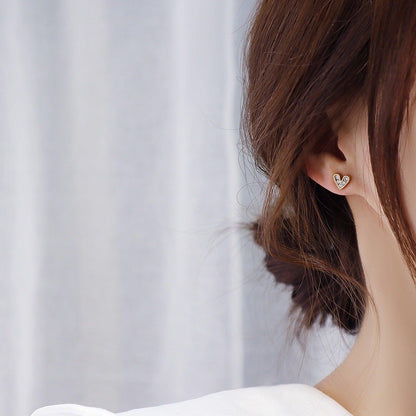 Diamond Heart Stud Earrings