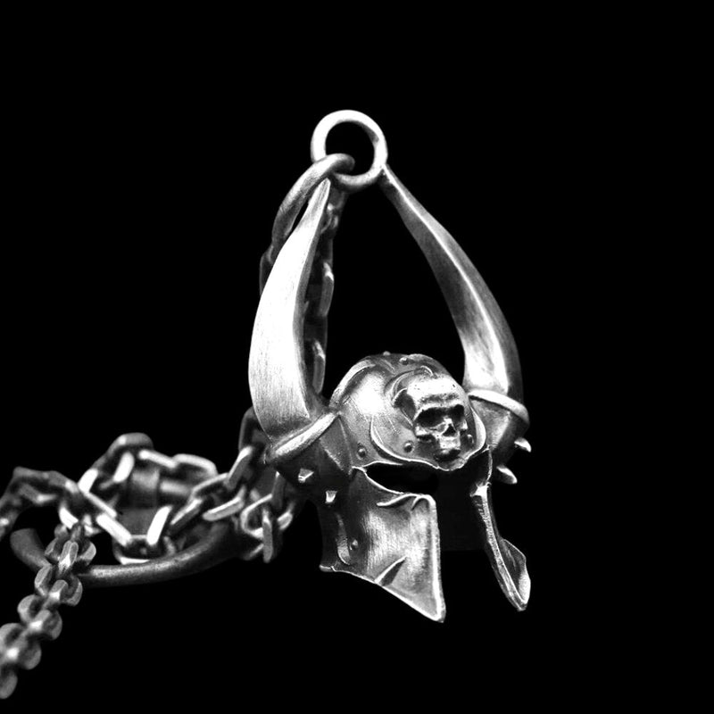 Horned Skull Spartan Helmet Pendant