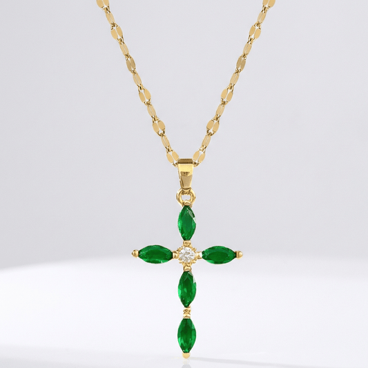 Colorful Zircon Cross Necklaces
