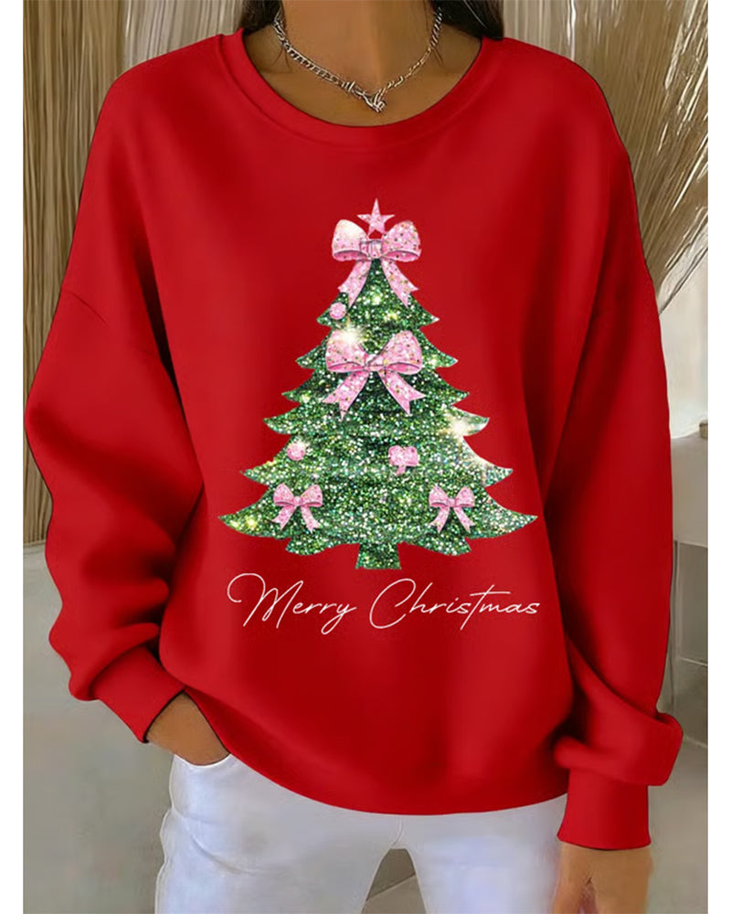 Sweatshirt with Christmas Print and Long Sleeves