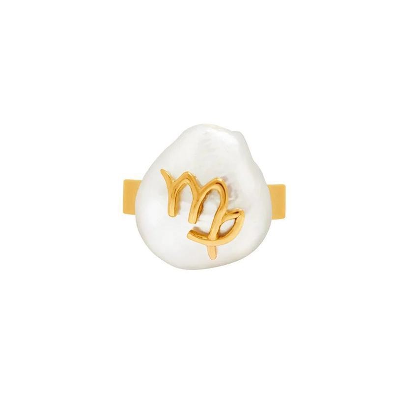 Zodiac Sign Pearl Adjustable Ring
