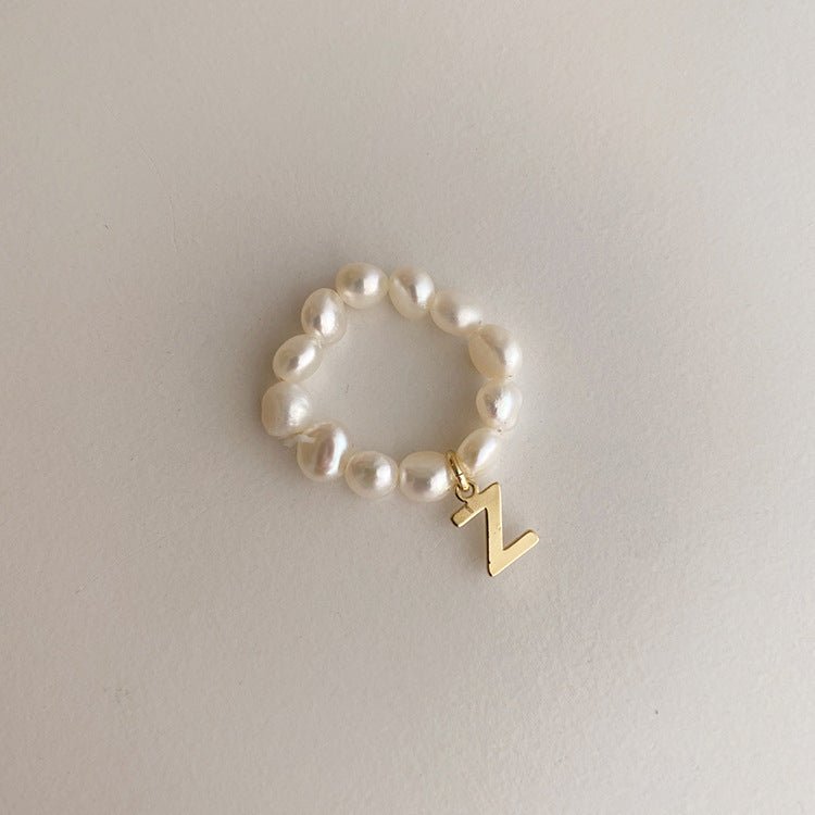 [] Pearl Initial Ring