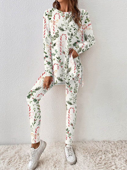 Zoe™ - Christmas Candy Cane & Floral Homewear Set