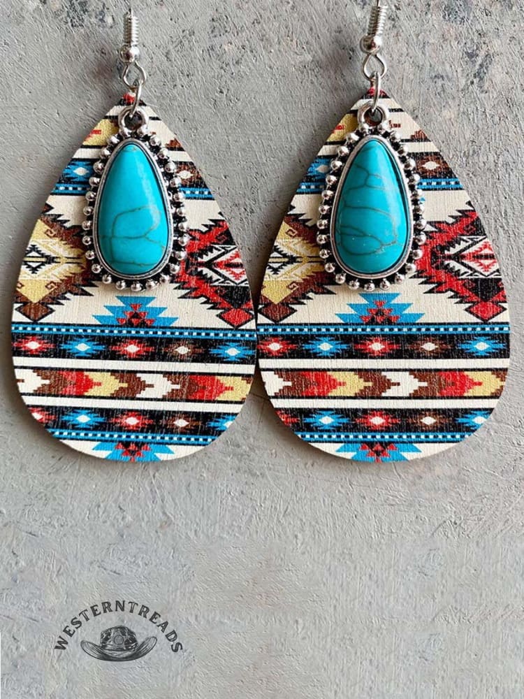 Western Earrings Turquoise Pendant