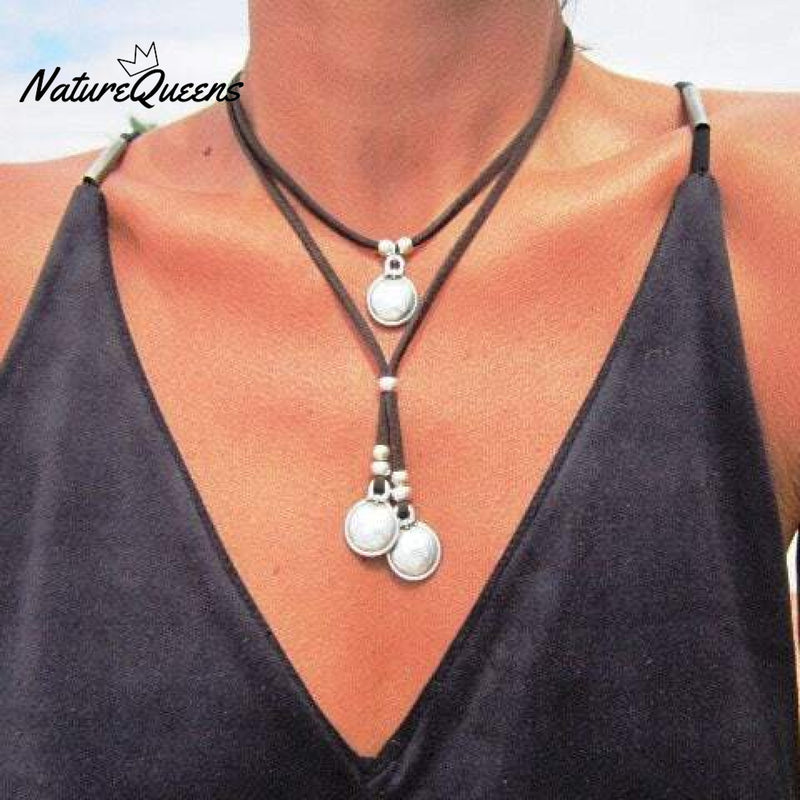 Alloy Round Double Layer Pendant Necklace