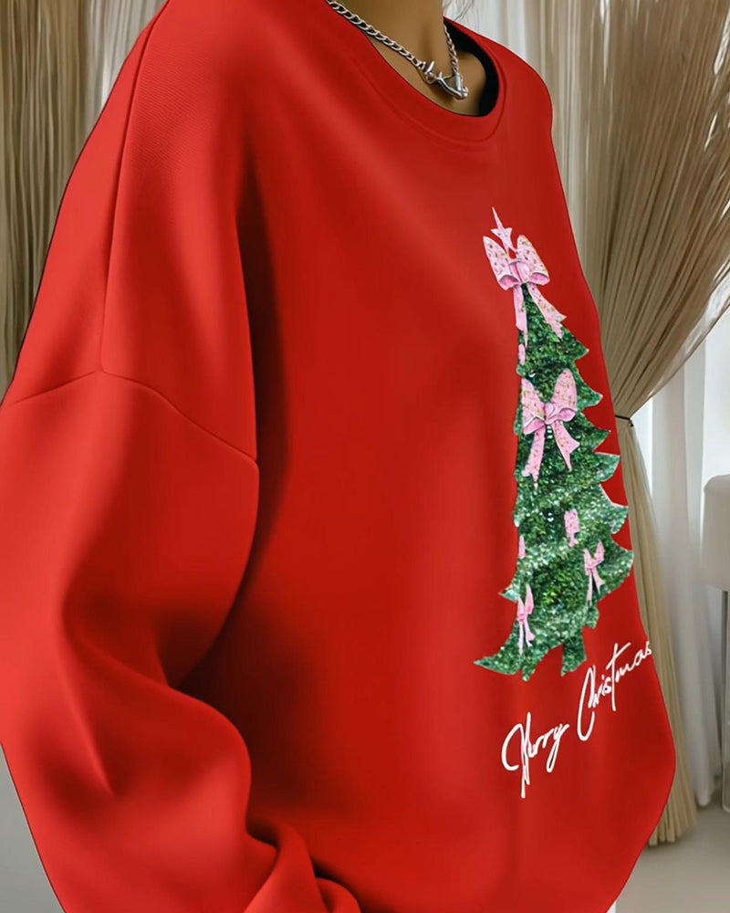 Sweatshirt with Christmas Print and Long Sleeves