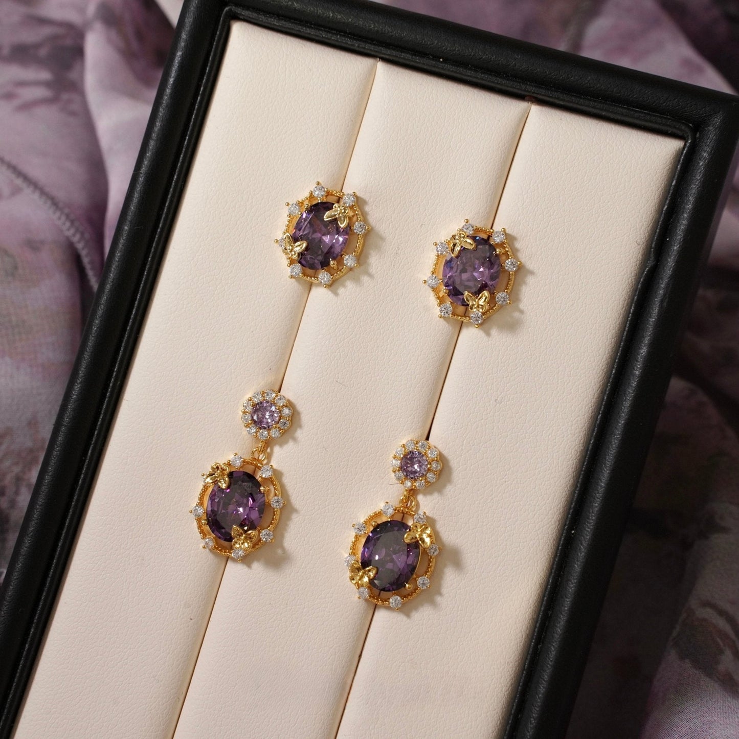 Lilac Butterfly Drop Earrings